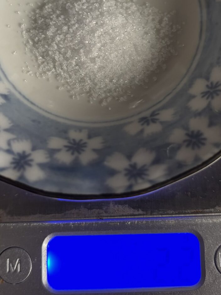 塩2.5㏄の重量は2.2g